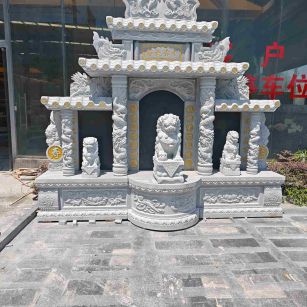 辽宁芝麻白中国黑石材套墓 花岗岩墓碑