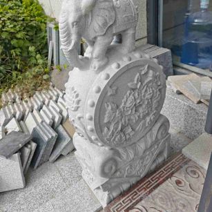 辽宁芝麻白抱鼓石 庭院抱鼓石